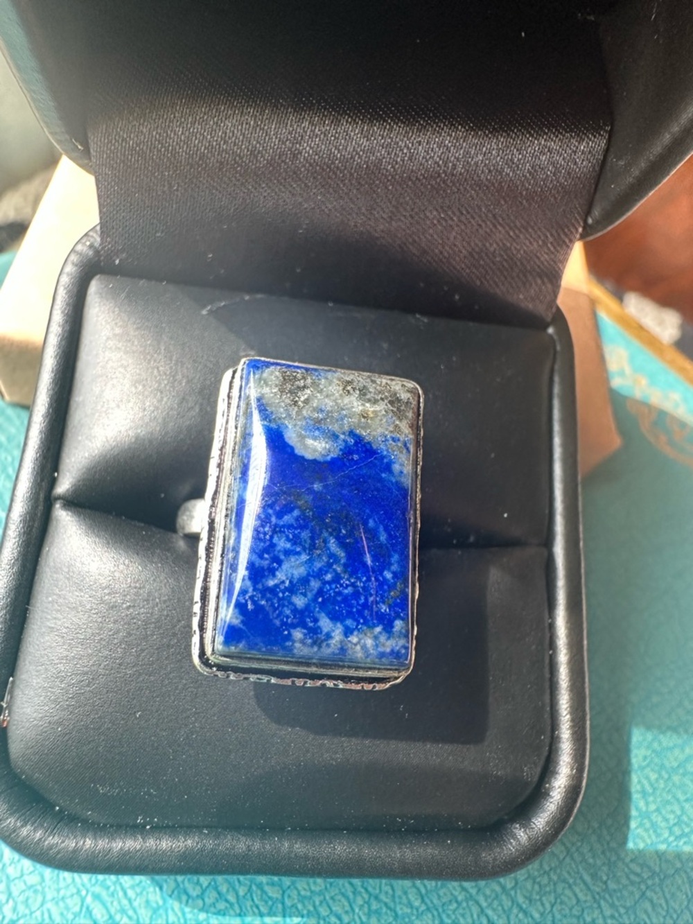 925 Lapis lazuli ring with sterling silver over copper band Sz 6 #lapis #boho